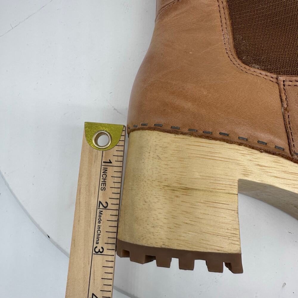 Mia Clogs Justina Pull On Platform Leather Ankle Tan Boots Womens Size 9 - Picture 13 of 15